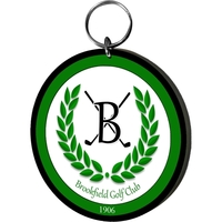 Circular acrylic keychain with 1" split ring and customization.... from ASI...
