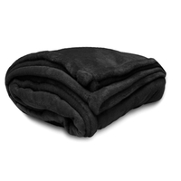 Large Faux Micro Mink Throw Blanket - Black