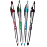 Silver Barrel European Design Ballpoint Pen w/Color Accents