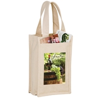 7" x 3" x 11" cotton canvas two-bottle wine tote with... from ASI 35290...