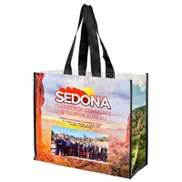120GSM laminated tote bag with full color imprints on all 4... from ASI 62660...