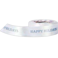 1" satin ribbon in white or cream with "Happy Holidays" phrase... from ASI...