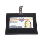 Black Leather ID Badge Holder
