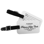 Small Luggage Tag with Black Leather Strap