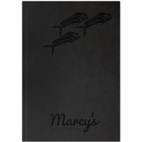 5" x 7" textured rustic leather flex notepad with foil imprint,... from ASI...