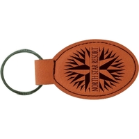 Laserable Leatherette Oval Keychain