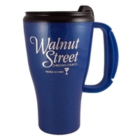 16 oz travel mug with double wall insulation, snap on thumb... from ASI 67075...