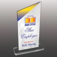 3/8" thick acrylic award with clear base and customization.... from ASI 72521...