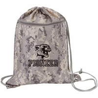 Digi Camo Drawstring Shoulder Pack w/Zippered Front Pocket