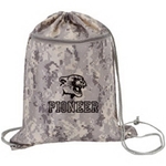 Digi Camo Drawstring Shoulder Pack w/Zippered Front Pocket