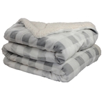 Gray/Ivory Plaid Sherpa Throw Blanket