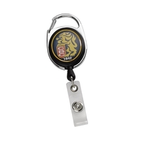 Imported Oval Carabiner Metal/Plastic Retractable Badge Reel