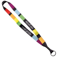 3/4" x 16" waffle-weave, dye-sublimated lanyard with metal crimp and metal......
