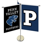 11-19.7" Metal Telescopic Flagpole w/ 3 Banners