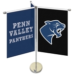 11-19.7" Metal Telescopic Flagpole w/ 3 Banners