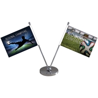 5.1-6.9" Metal Telescopic Flagpole w/ 2 Flags