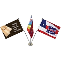 11.4-20" Metal Telescopic Flagpole w/ 3 Flags