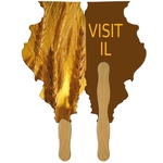 Illinois State Fast Fan w/ Wooden Handle & 2 Sides Imprint