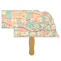 Nebraska StateState shaped fan with wooden stick.... from ASI 67620 Lion...