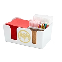 5"x5" Plastic Cocktail Napkin Holder w/3 Pockets for stirrers & straws,......