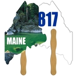 Digital Econo Style Maine State Auction Fan w/ Wooden Handle