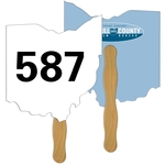 Digital Econo Style Ohio State Auction Fan w/ Wooden Handle
