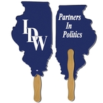 Illinois State Stock Shape Fan w/ Wooden Stick