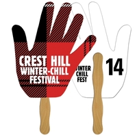 Digital Econo Style Open Hand Auction Fan w/ Wooden Handle