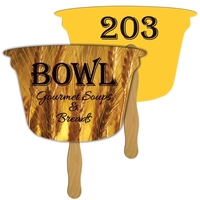 Digital printed Bowl shape auction fan with visible wooden stick.... from ASI...