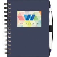 Wire-bound paperboard notepad with die-cut window, full-color insert, 100...