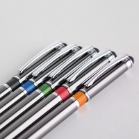 5 3/4" x 9/16" x 3/8" gunmetal ballpoint pen with soft... from ASI 91435...