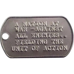 Military Style Embossed Text Dog Tag