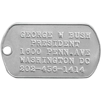 Individual military style, stainless steel dog tag with 24" bead chain.......