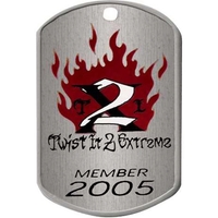 Rolled edge stainless steel military style dog tag with 24" bead... from ASI...