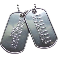 Embossed, stainless steel military style dog tags. 0.020" thickness. Includes...
