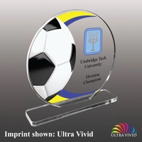 Soccer themed acrylic award with 3/8" thickness and multiple size options.......