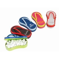 Patented designed flip-flop tin filled with appx. 0.65 oz. of peppermints.......