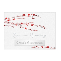 Premium-Red Berry Branches Holiday Greeting Card