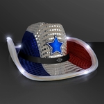 Red, White & Blue LED Cowboy Hat with Black Band
