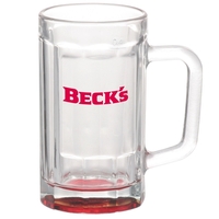 15 oz. beveled glass sports beer mug with center squared printing... from ASI...