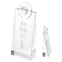 Golf inspired optical crystal award with customization options; gift box...