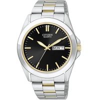 Citizen Men's Two-tone Stainless Watch w/Round Black Dial