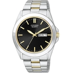 Citizen Men's Two-tone Stainless Watch w/Round Black Dial