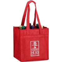 10" x 7" x 11" non-woven polypropylene six-bottle wine tote with... from ASI...