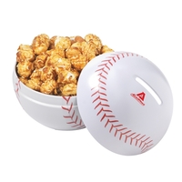 Baseball themed tin filled with caramel corn with peanuts... from ASI 71685...