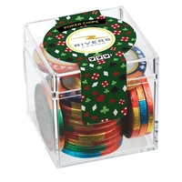 Casino themed cube filled with 4.5 oz. of chocolate poker chips;... from ASI...