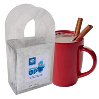 This clear acetate caddy contains four hot chocolate packages (full color......