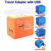 This World Travel Adapter (Orange) with 2 USB Charging Port is... from ASI...