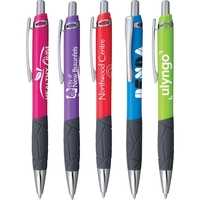 Click-action pen with textured rubber comfort grip, black ink, bright...