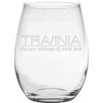 15 Oz. Stemless White Wine Glass - Deep Etched
